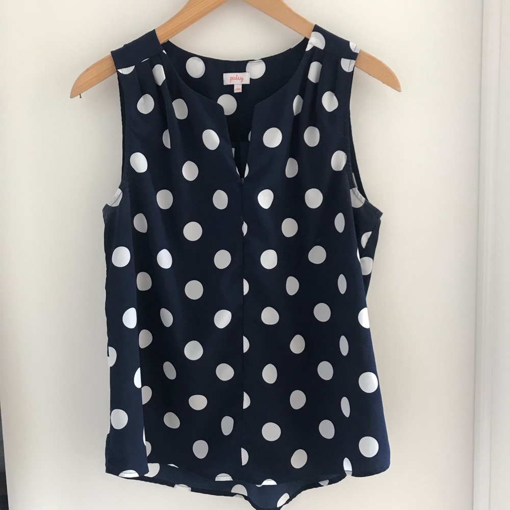 Polka dot sleeveless blouse